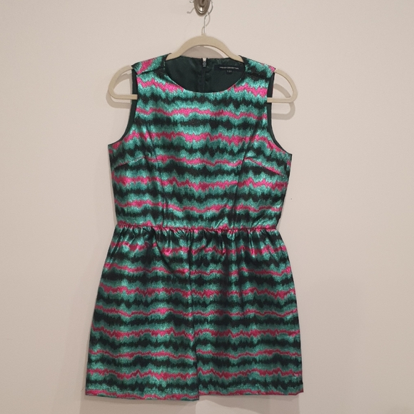 French Connection Shimmer Stripe Sleeveless Green and Pink Dress Size 10 - Picture 1 of 3